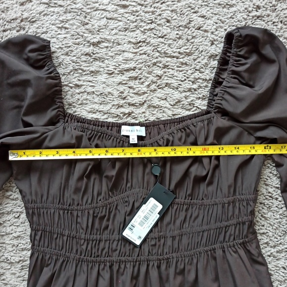 NWT Gianni Bini Brown Boho Long Sleeve Peasant Mini Dress - Picture 6 of 8